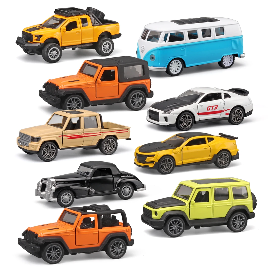 1:36合金跑车模型回力开门儿童玩具小汽车礼品蛋糕摆件夜市摆摊