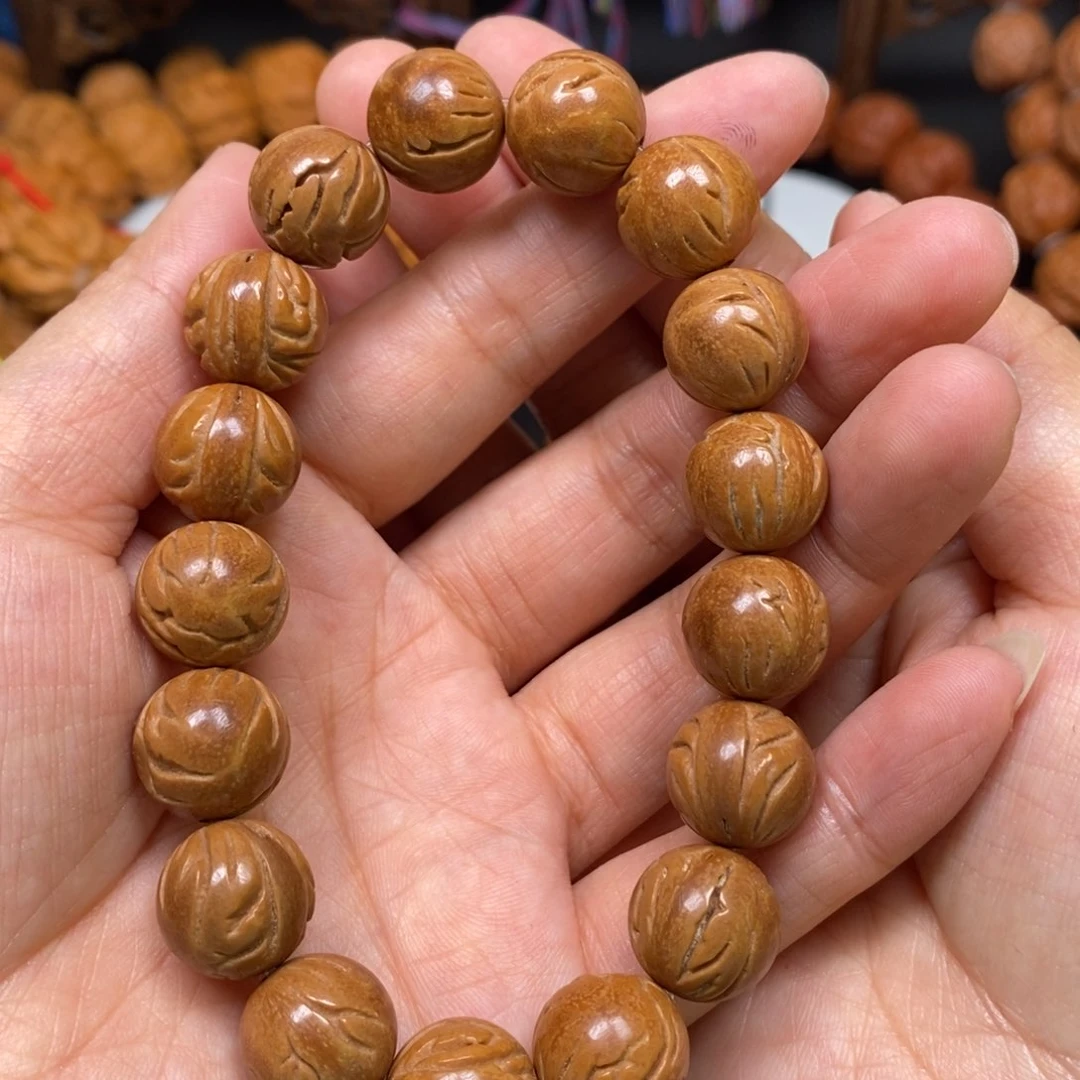 桃核手串小龙纹光珠