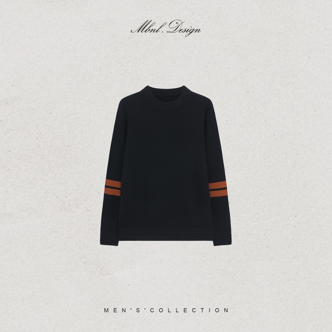 MBNL-F「Z.N.Fleece」秦磊男装535g羊毛混纺厚款撞色毛衣LL-WSY1219