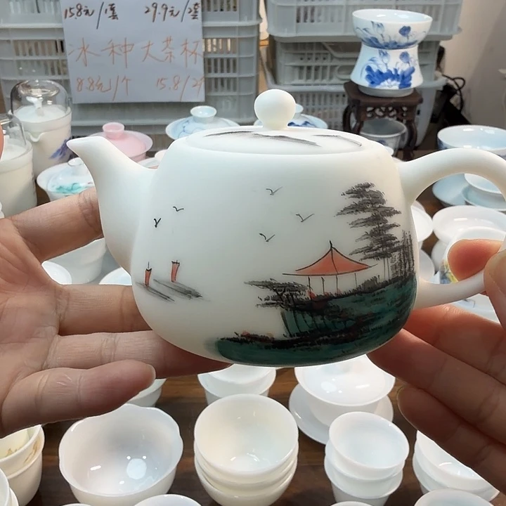 全品冰种素烧壶手绘