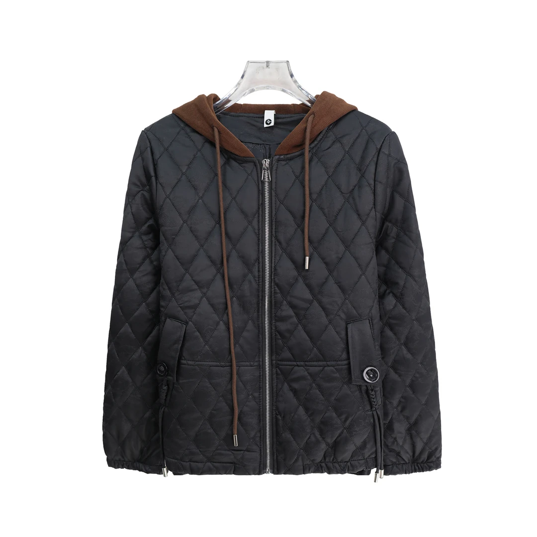 休闲百搭菱格加厚潮流减龄小众设计外套X27407