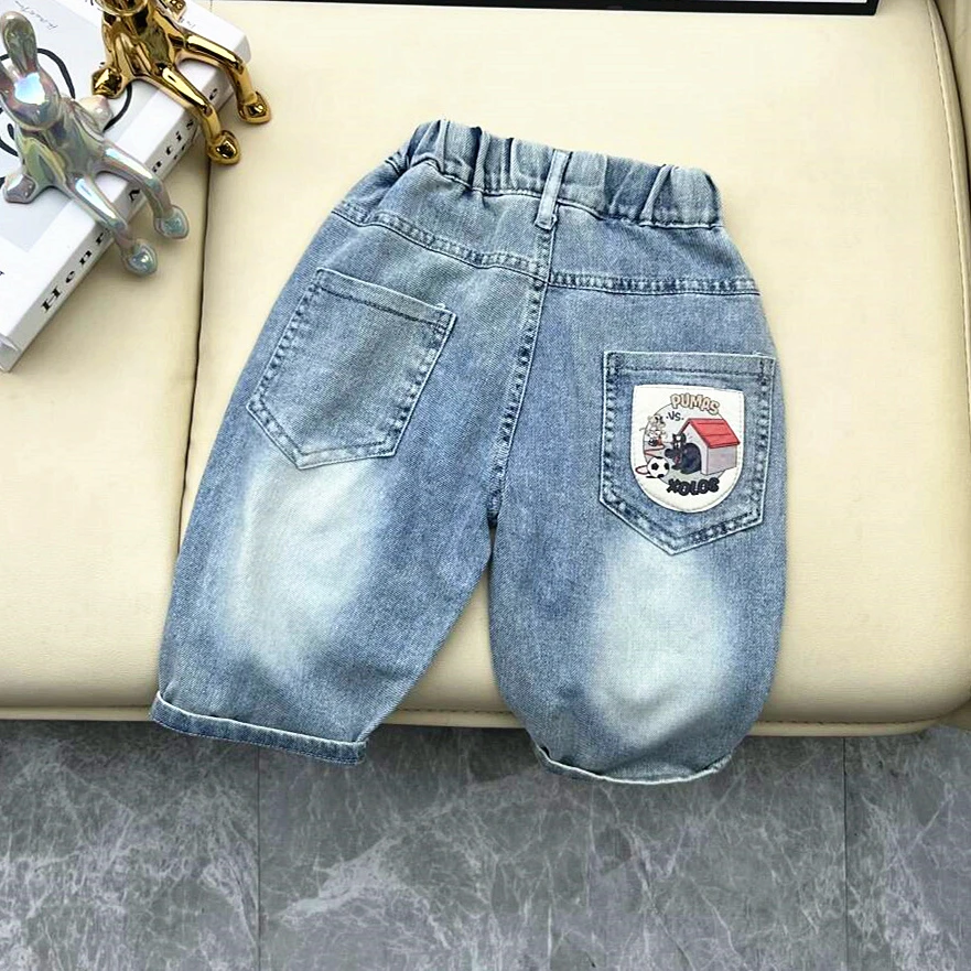 男童夏季牛仔短裤新款中小童中裤夏装儿童轻薄款七分裤子宝宝童装