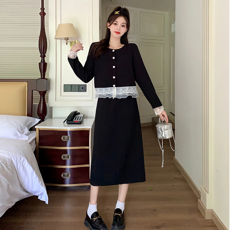 清61630大码女装2024秋季新款时尚法式遮肉遮肉显瘦半身裙两件套