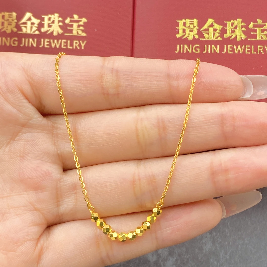 璟金珠宝足金999黄金时尚精致蹦迪珠项链有延长链金重3.76g