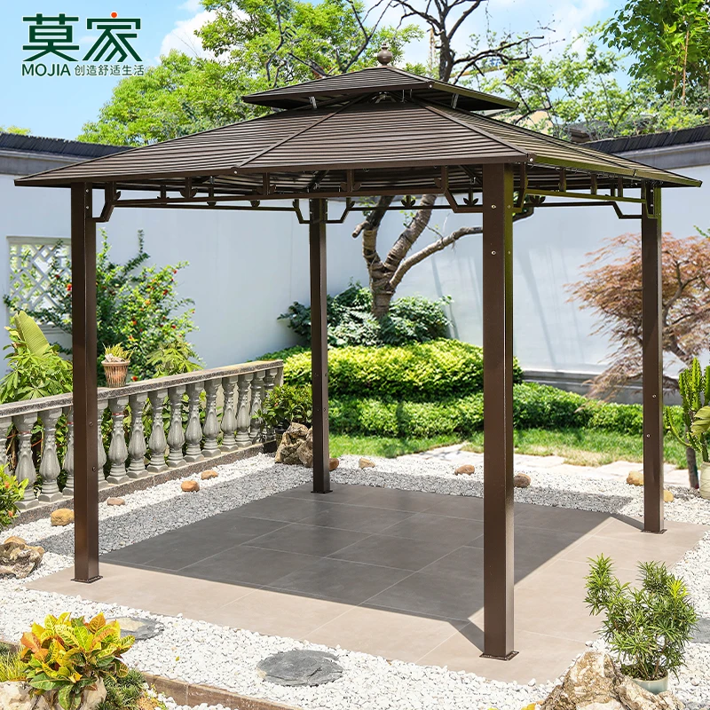 【莫家品牌】户外镀锌顶凉亭庭院遮阳棚室外楼顶休闲抗风大型凉亭