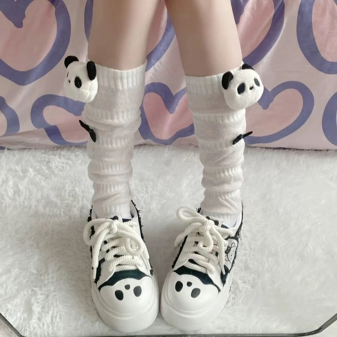 Lolita袜子玩偶熊猫中筒堆堆袜JK日系ins卡通萌系可爱风洛丽塔袜