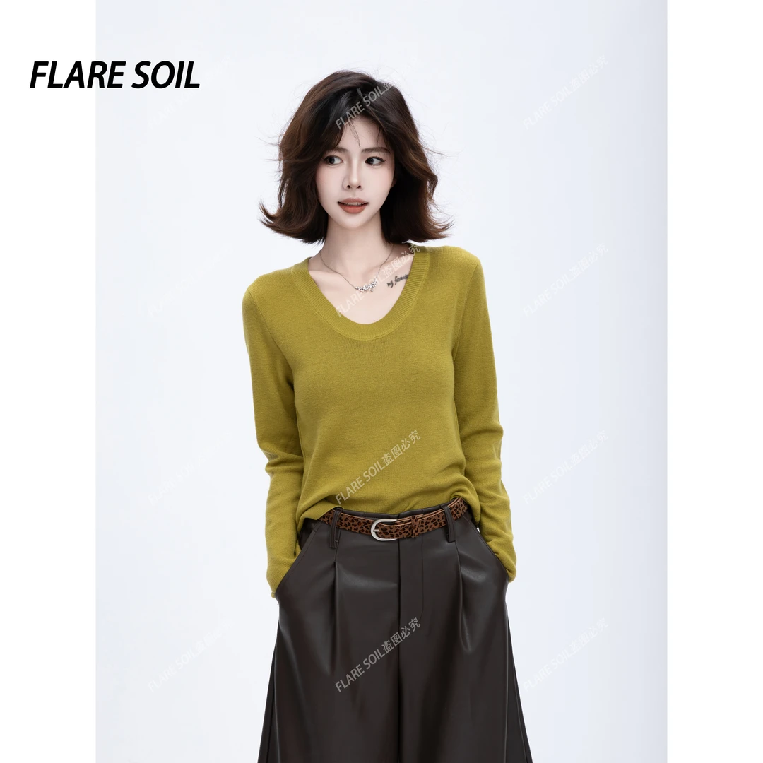 【FLARE SOIL】大圆领衫秋季针织打底长袖保暖上衣 T4665A