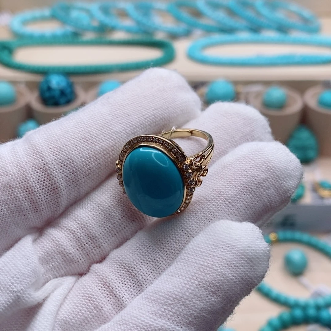 绿松石珠宝奇石18K金镶嵌