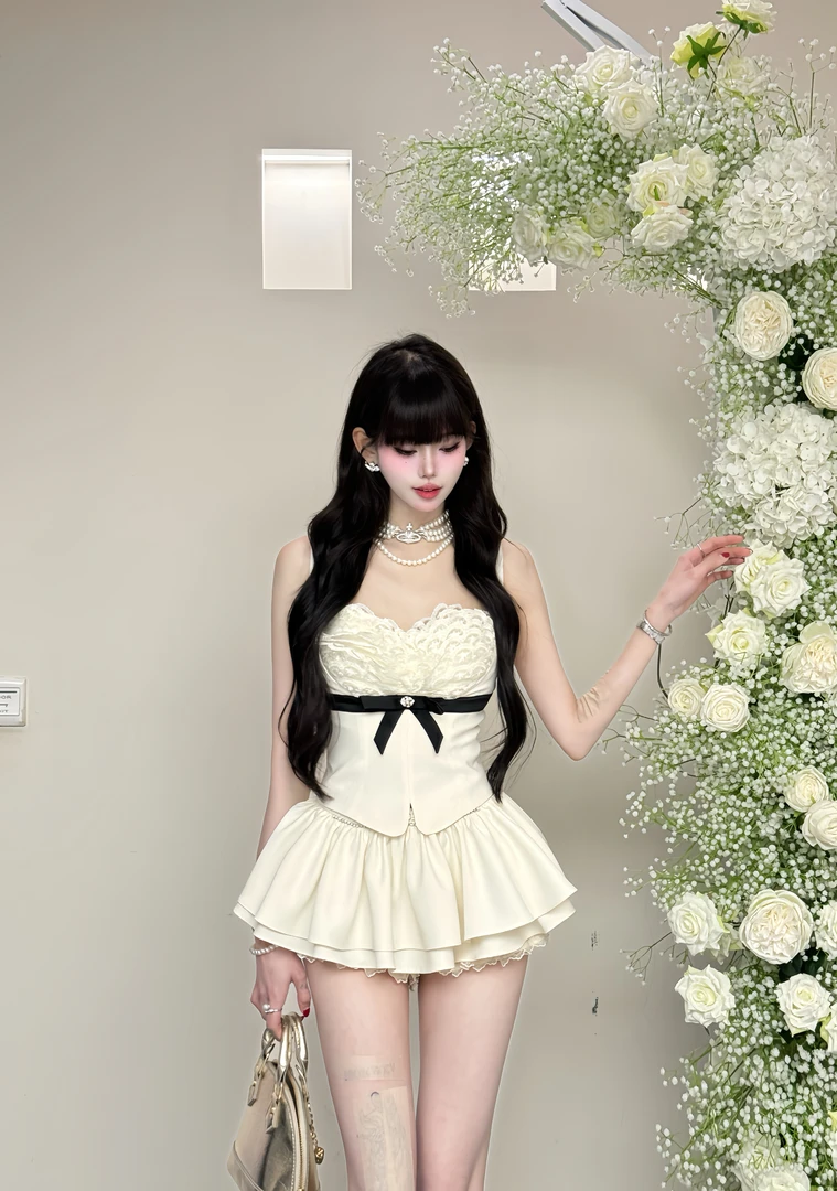 【精选优品】新款性感辣妹风套装法式内搭时尚套装25417