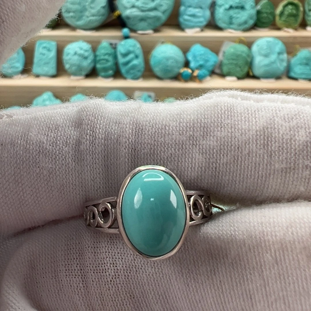 银S925镶嵌绿松石戒指