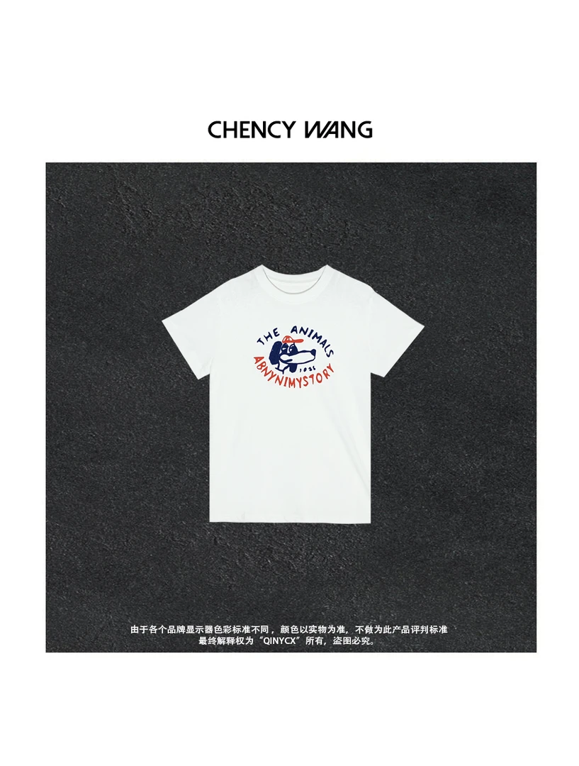 『CHENCY WANG』夏日新款卡通小狗印花设计感舒适休闲T恤上衣3