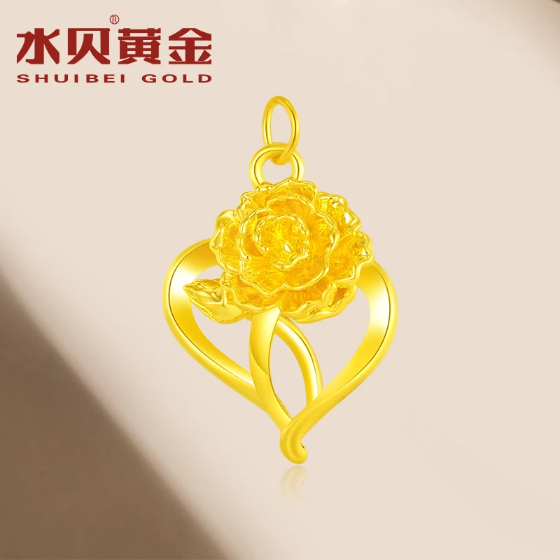 【水贝黄金】黄金吊坠足金康乃馨吊坠送亲人闺蜜老婆纪念礼物KNXDZ