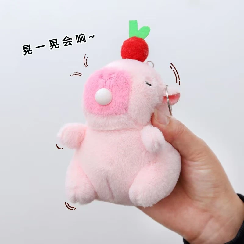 【鸿胜】卡皮巴拉吐泡泡晃发声可爱挂件毛绒玩具钥匙扣公仔情侣礼物