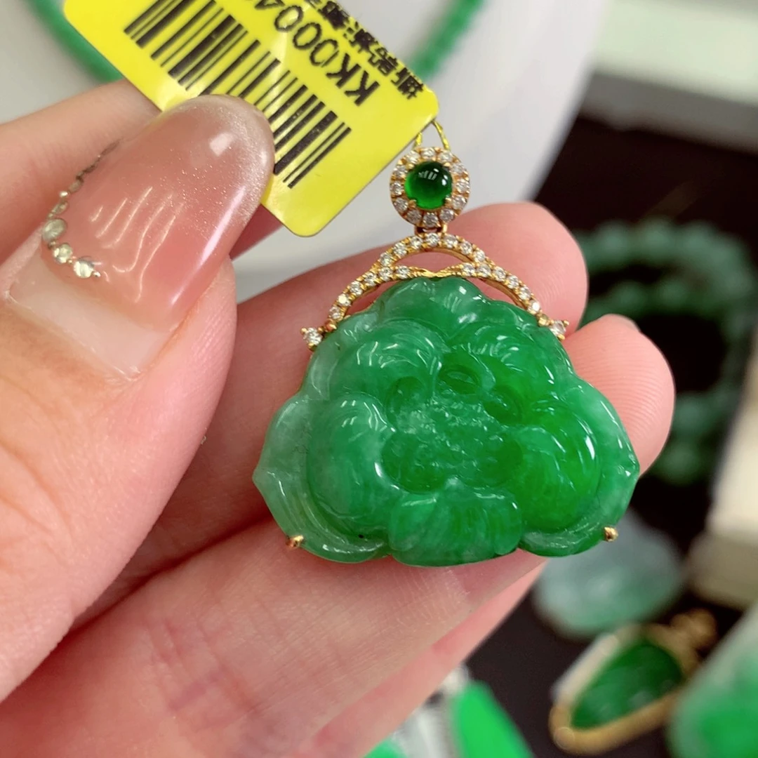 翡翠18K金镶嵌吊坠(不含链)