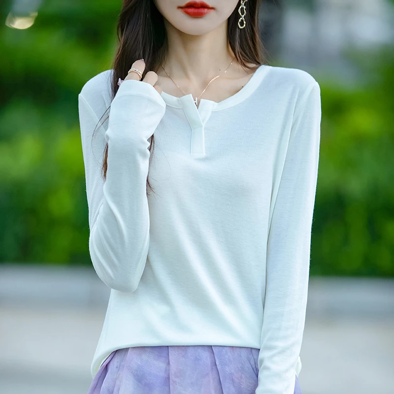 哥弟阿玛施正品2025百搭半开领长袖针织衫气质显瘦打底衫上衣春秋