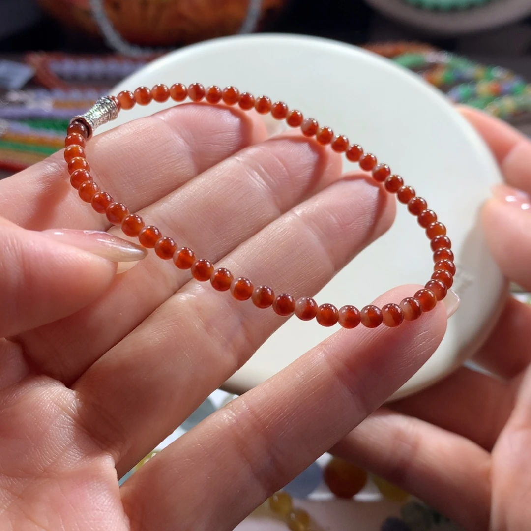 翡翠未镶嵌手链胶润红翡卡3.5