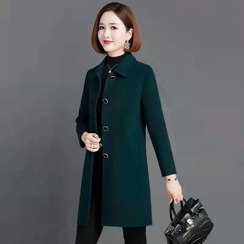 赫本风毛呢外套女2025秋冬季新款韩版黑色中长款呢子大衣流行加厚