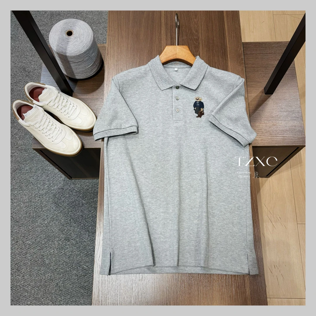 【24143-S】高奢男装 2025年早春新款紫标小熊POLO衫