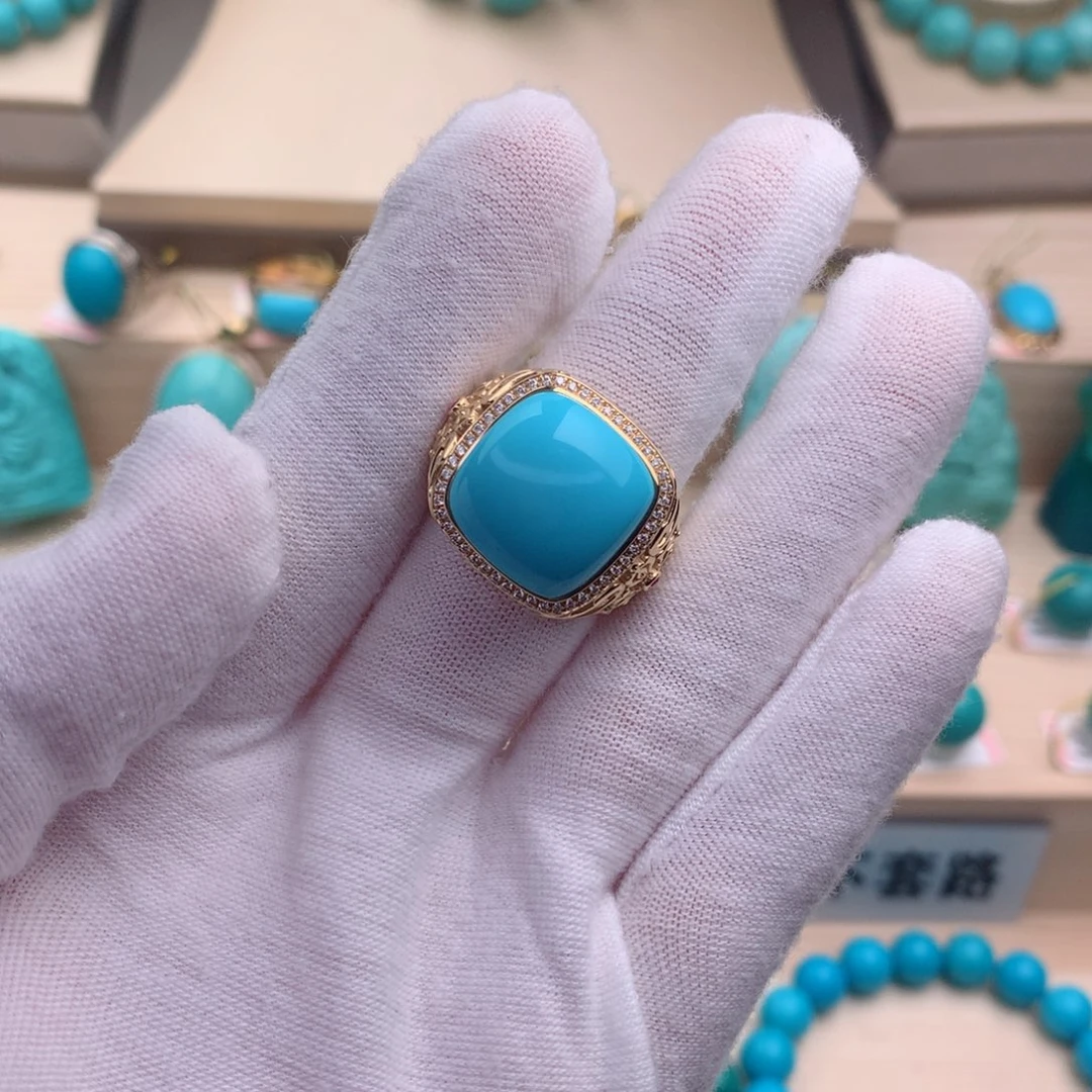 绿松石珠宝奇石18K金镶嵌