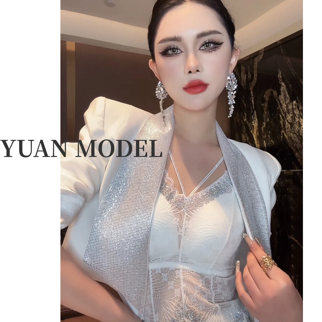 【YUAN MODEL】媛老板 -2025春装时尚蕾丝拼接吊带美背打底030113