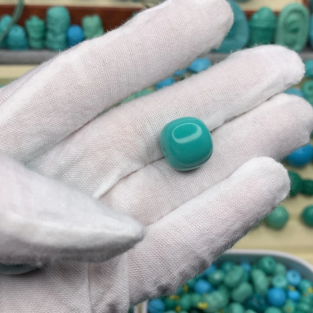 老****高瓷蓝绿老型珠尺寸13.7