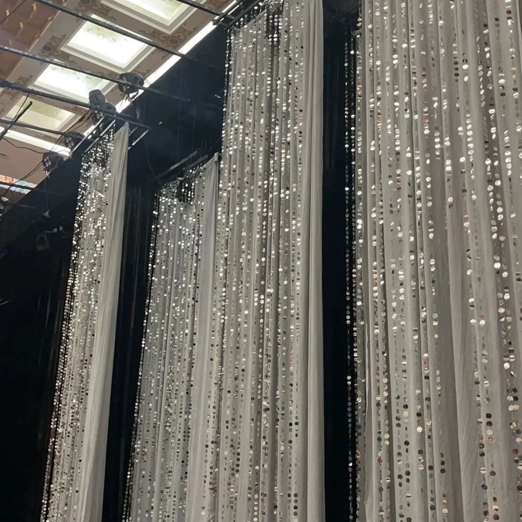圆形2cm婚庆亮片银色金色亮片帘婚庆舞台商场装饰3cm镜面亮片串