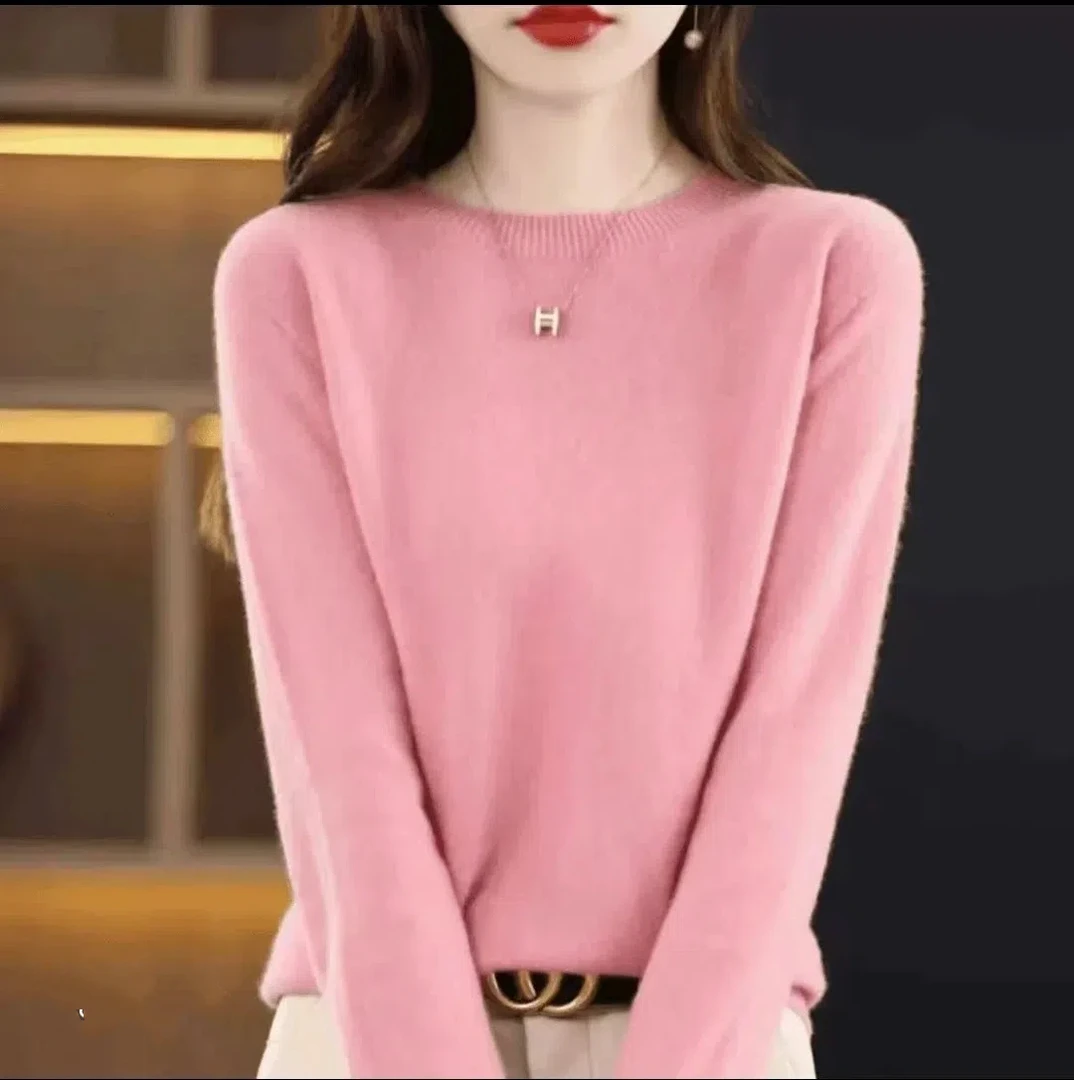 柔软亲肤~新款圆领韩版精仿毛衫宽松打底