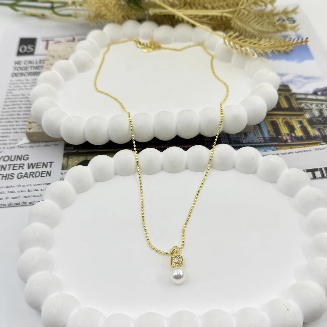 铜合金合成锆石项链 N1378-铜合金锆石项链