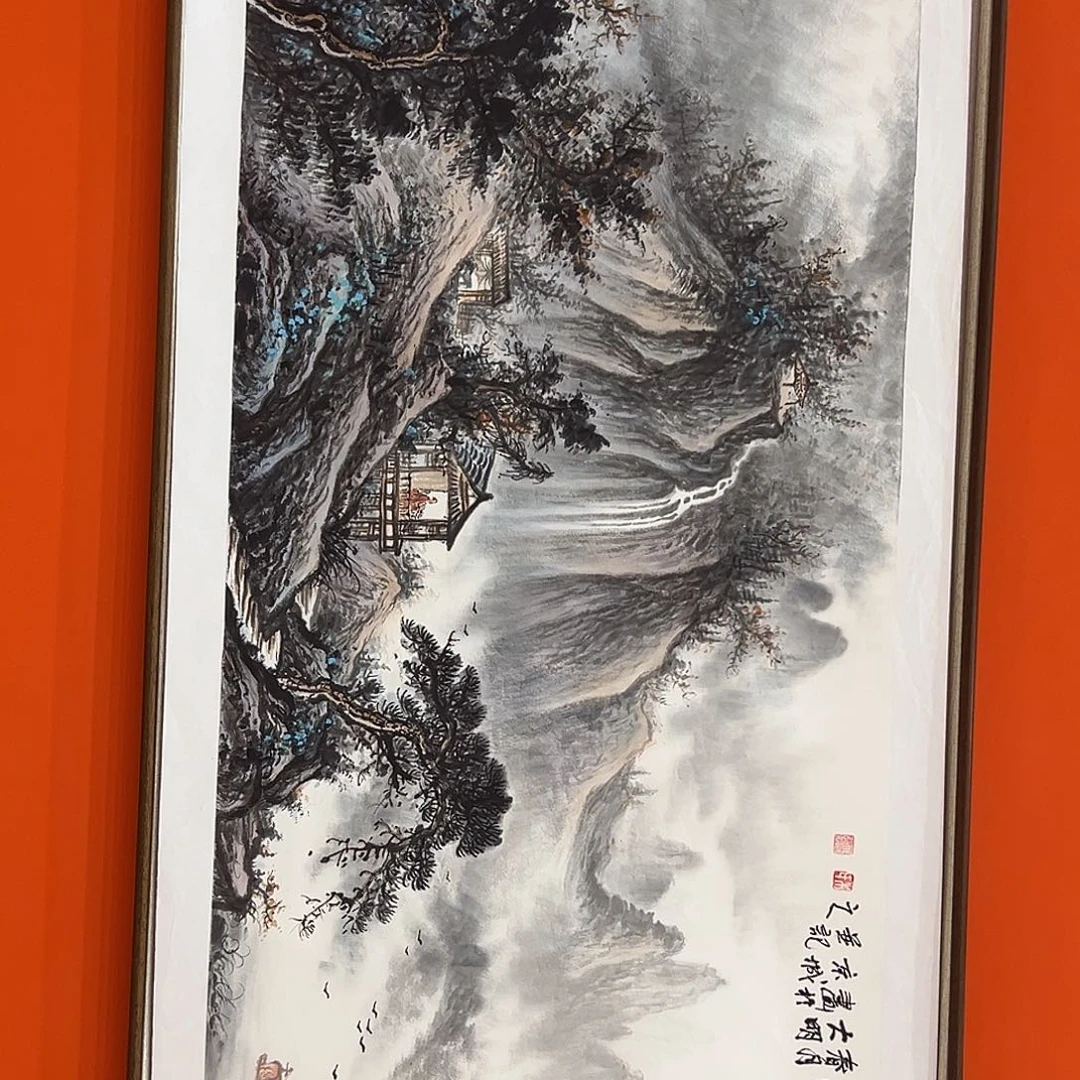 国画朱大明原作溯源带证件合影视频