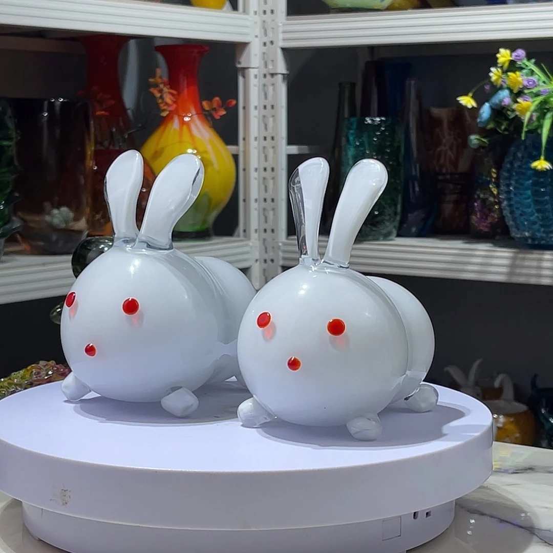 琉璃淄博琉璃，手工兔子一对