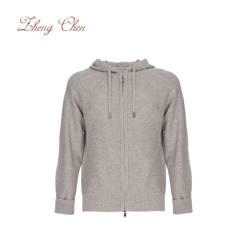 Zhengchen/正辰福利100美丽奴羊毛立体花型连帽针织衫 Y-MK96170