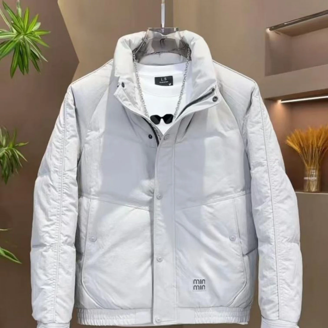 冬季新款男士时尚休闲简约立领羽绒服保暖加厚外套男款短款55888