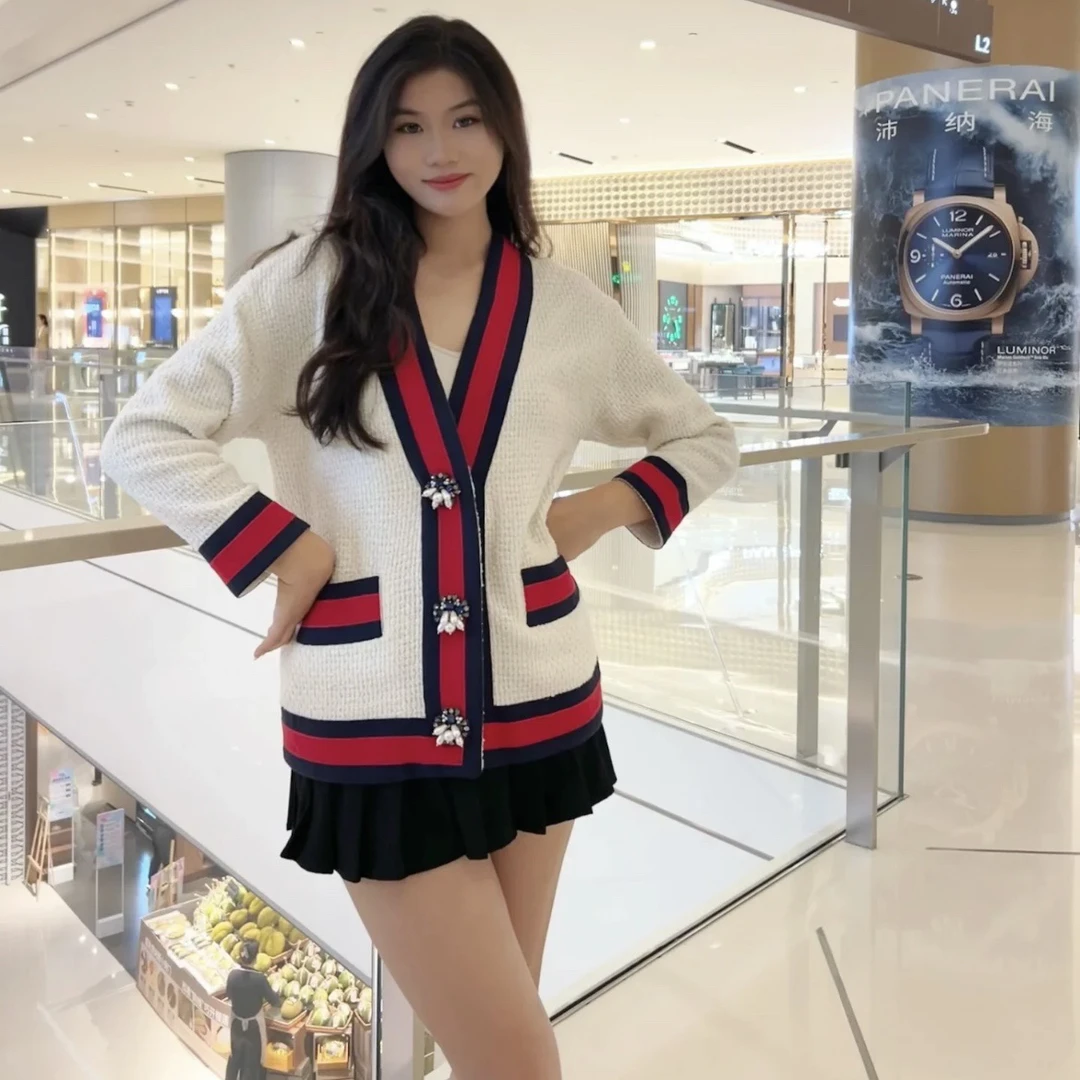 全新未使用 GUCCI/古驰 /s码/撞色织带滚边宽松花呢夹克