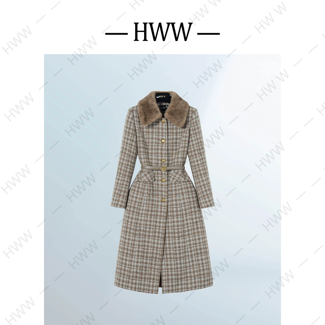 HWW绵羊毛鹅绒服（袖子已加绒）英伦气质显瘦鹅绒服DHZZR467862
