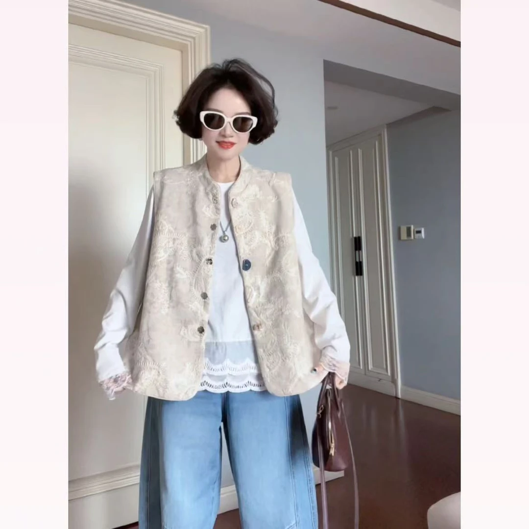 2025春季欧货新款圆领提花设计百搭洋气时尚国风马甲