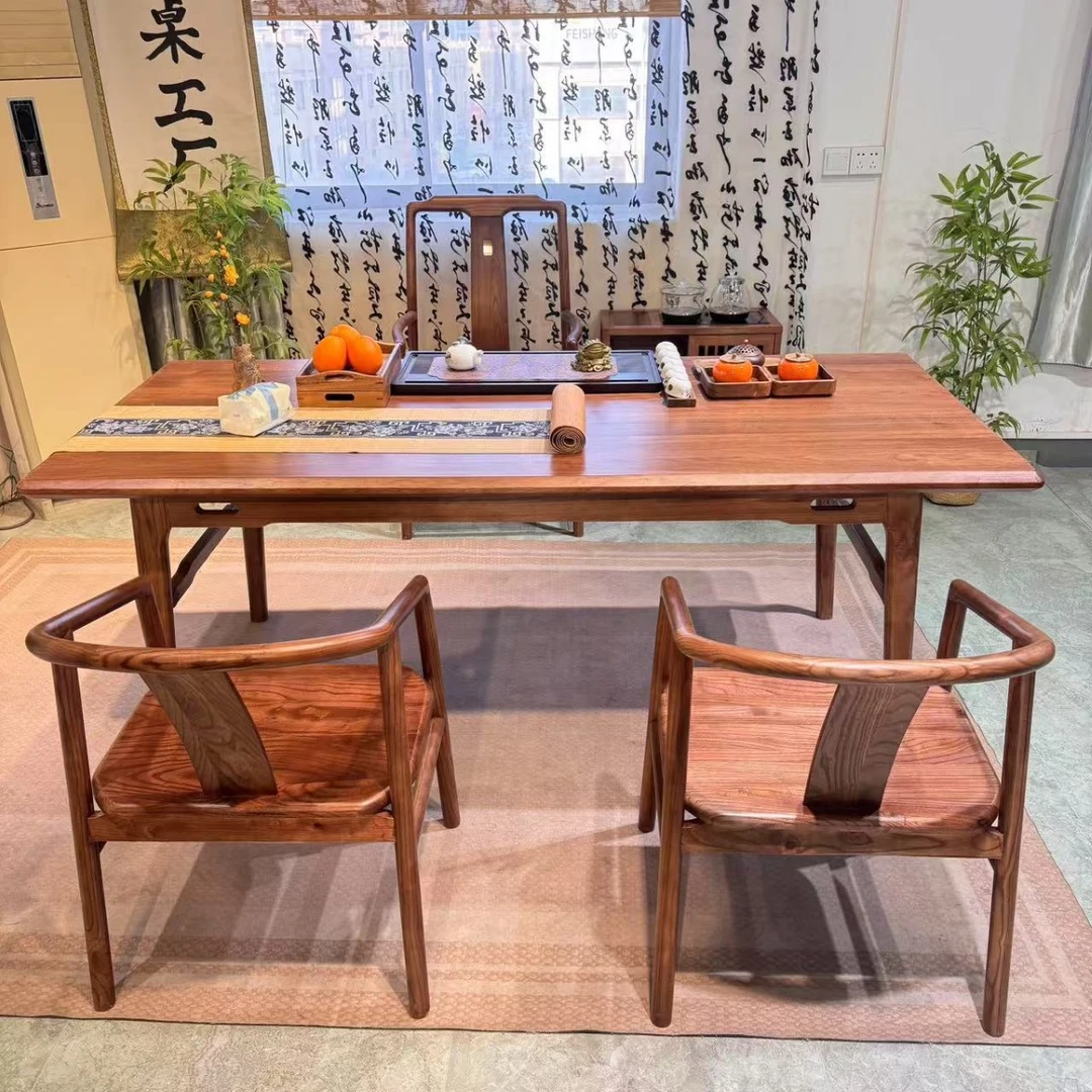 新中式胡桃木实木茶桌椅组合套装高档家用办公一体多功能可定制16