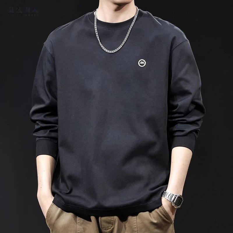 Cebrodz春季长袖t恤男2025新款简约百搭黑内搭打底衣服男士运动