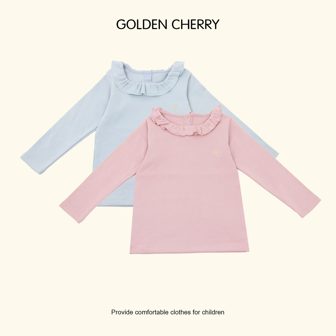 【Golden cherry】女童纯色百褶娃娃领小伞打底衫283009