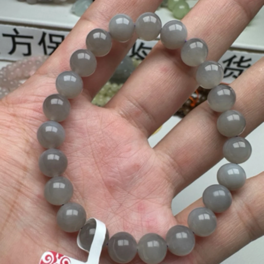 天然和田玉烟紫手串卡8