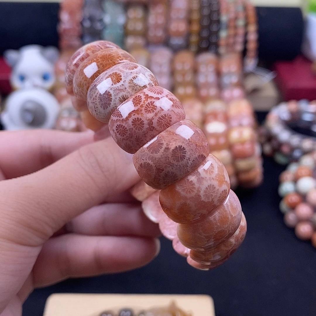 未镶嵌手牌 硅化珊瑚（珊瑚玉）枚紫满花 2