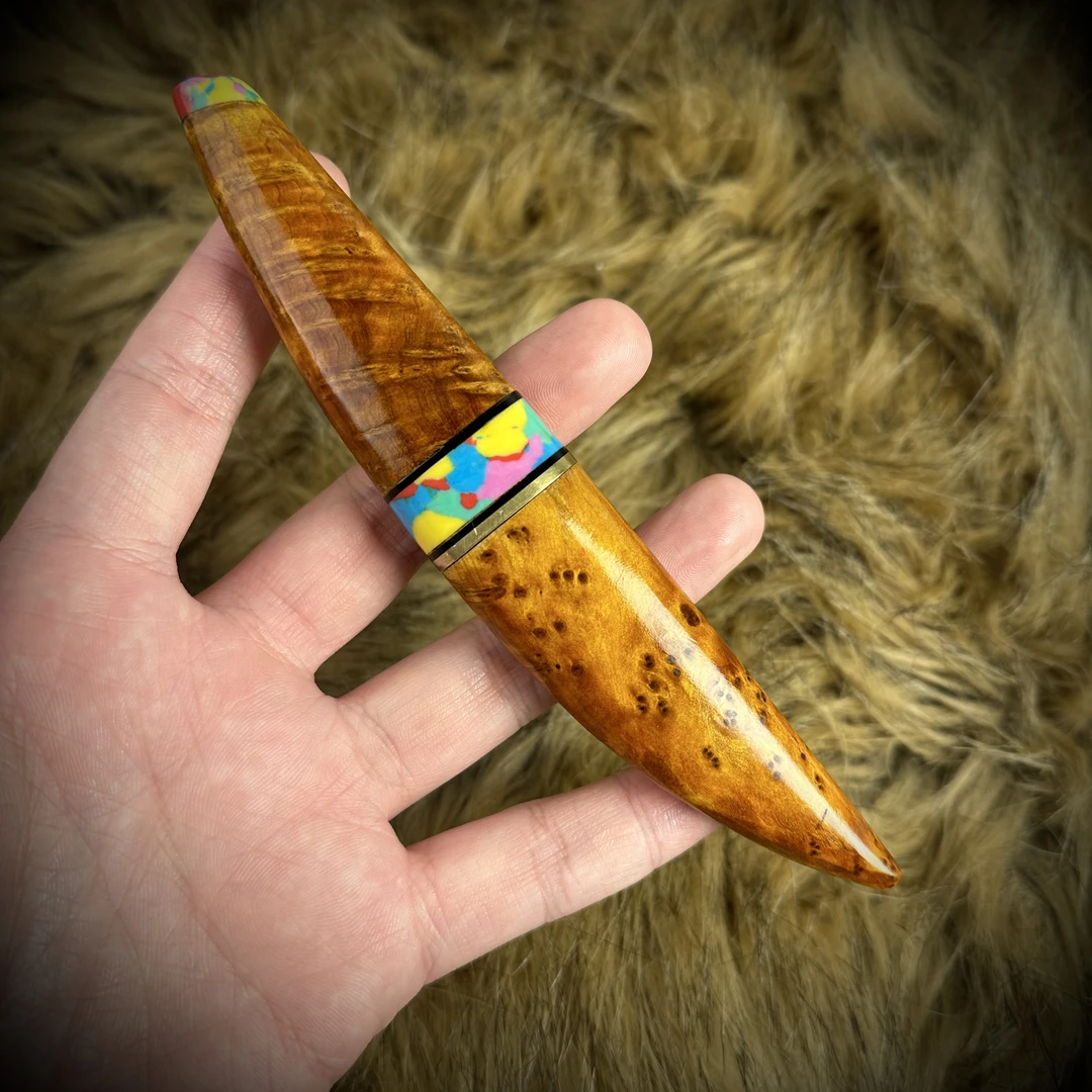 雷击崖柏三枚合手工刀