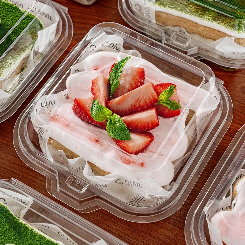 网红提拉米苏便当包装盒一次性慕斯蛋糕烘焙甜品透明方形打包盒子