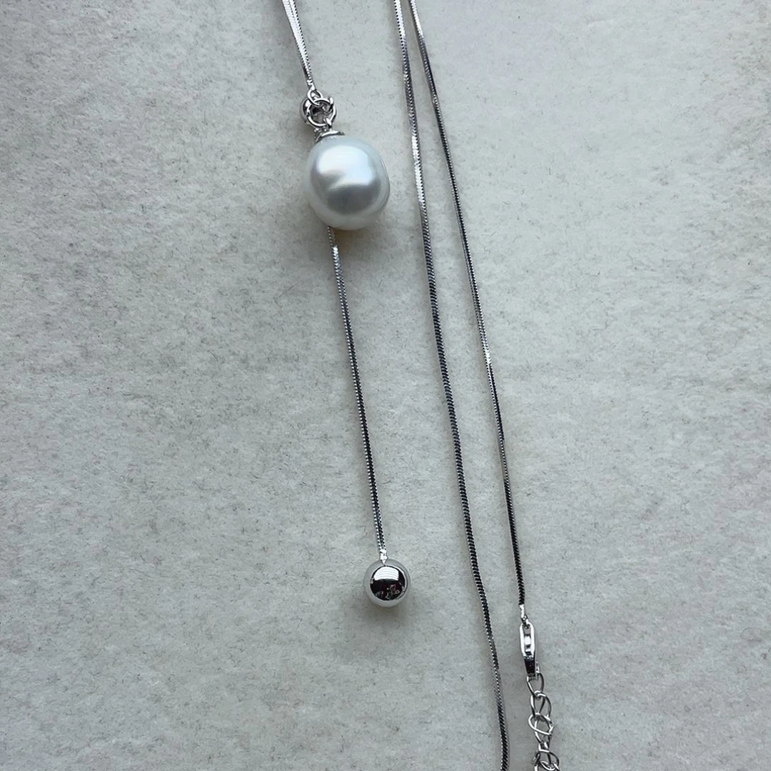 海水珍珠套链86银S925镶嵌