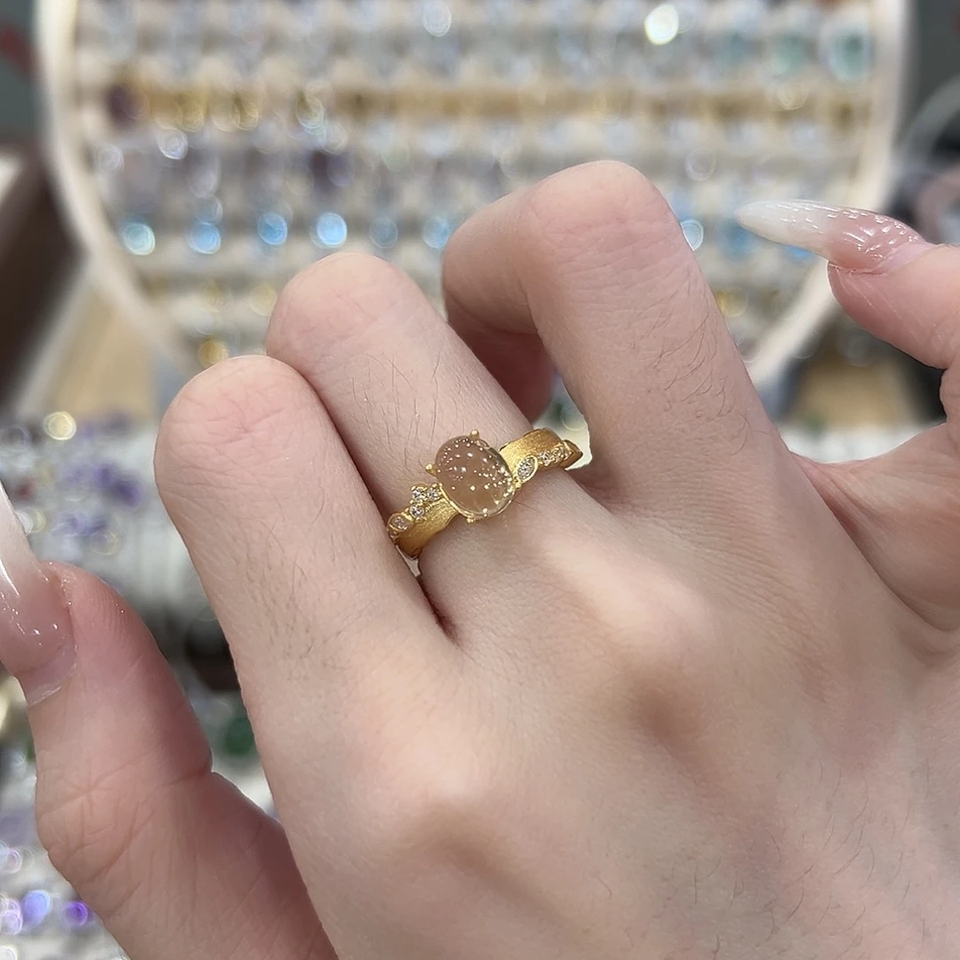 黄晶戒指银S925镶嵌