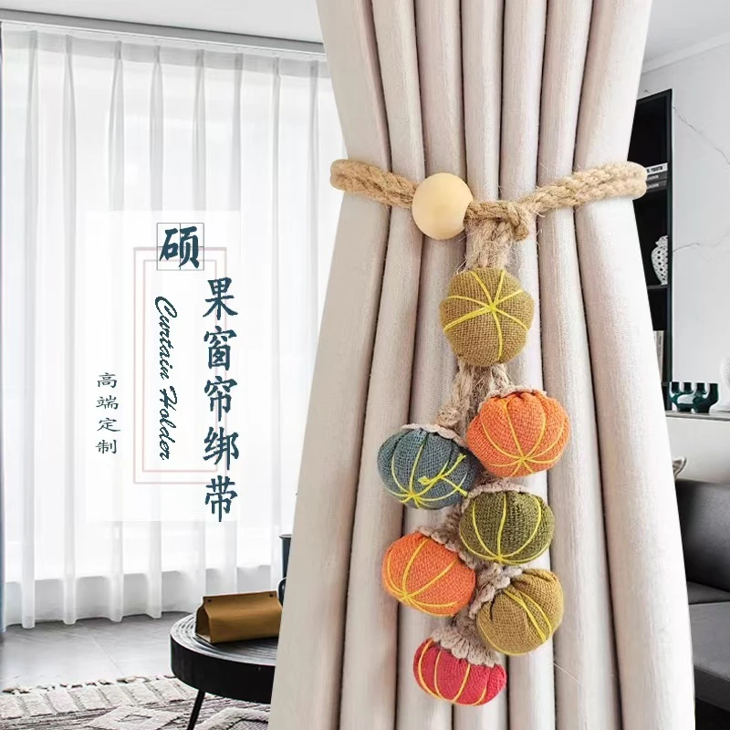 新款窗帘捆绑带卡通布艺南瓜串纱帘扎束带可爱配饰收纳扣点缀挂件