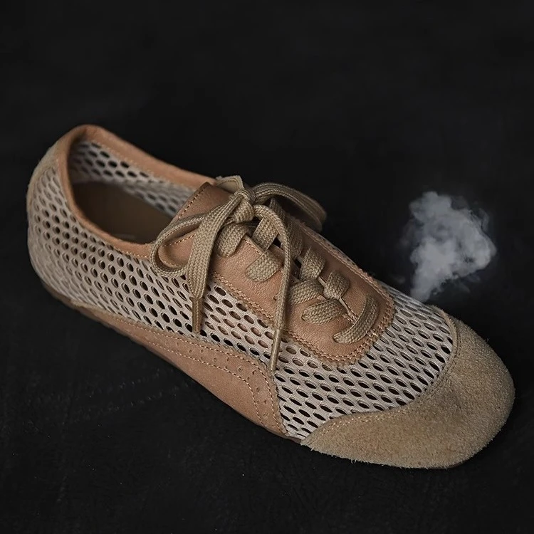 透气网眼网面休闲鞋女平底鞋 2025新款夏季舒适凉鞋德训鞋女鞋夏