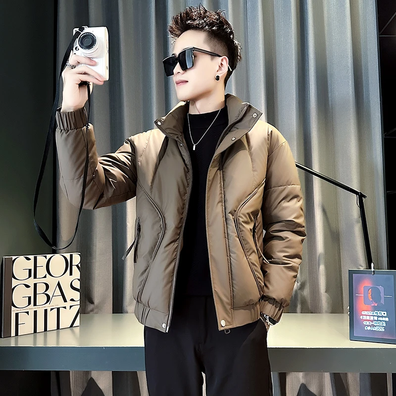 潮牌立领男士棉衣冬季新款爆款上衣高级感痞帅加厚棉服修身男外套