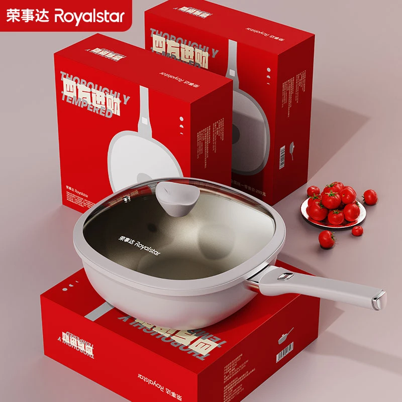 Royalstar/荣事达0氟四方进财钛锅家用健康炒锅防锈炒菜耐用炒锅
