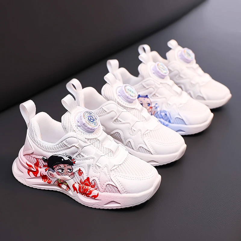 敖丙哪吒童鞋儿童鸳鸯色运动鞋2025新款夏季网面透气女童小白鞋子