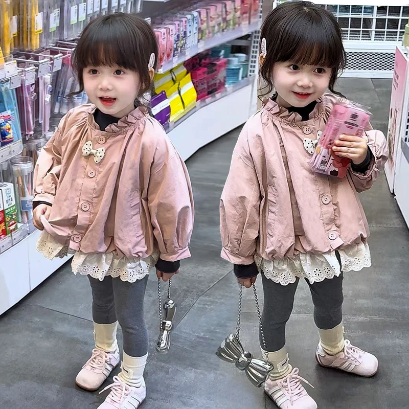 女童秋款套装甜美洋气时髦韩系风衣外套2025秋季新款打底裤两件套